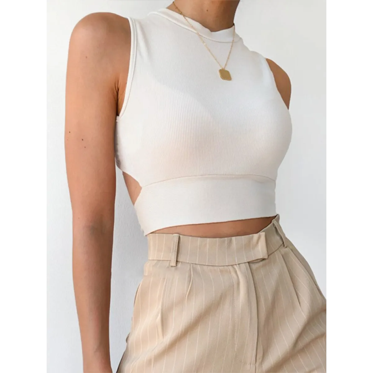 Casual Backless Streetwear Tops
