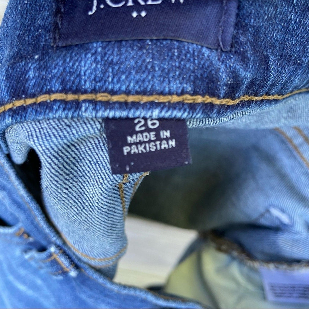 J. Crew Womens Medium Size 26 Jorts Factory Whiskered Denim Blue Jean Shorts
